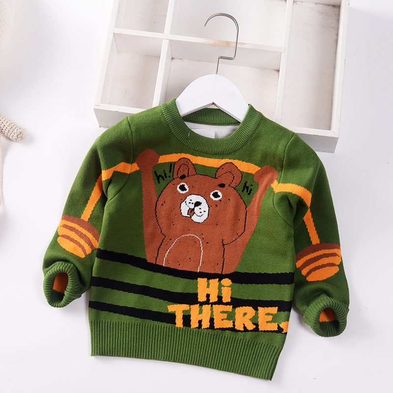 Boys Sweater 2022 Spring Autumn Baby Sweater Jumper Children Sweater Stripes Cartoon Bear Toddler Pullover Kids Clothes 1-7y alx