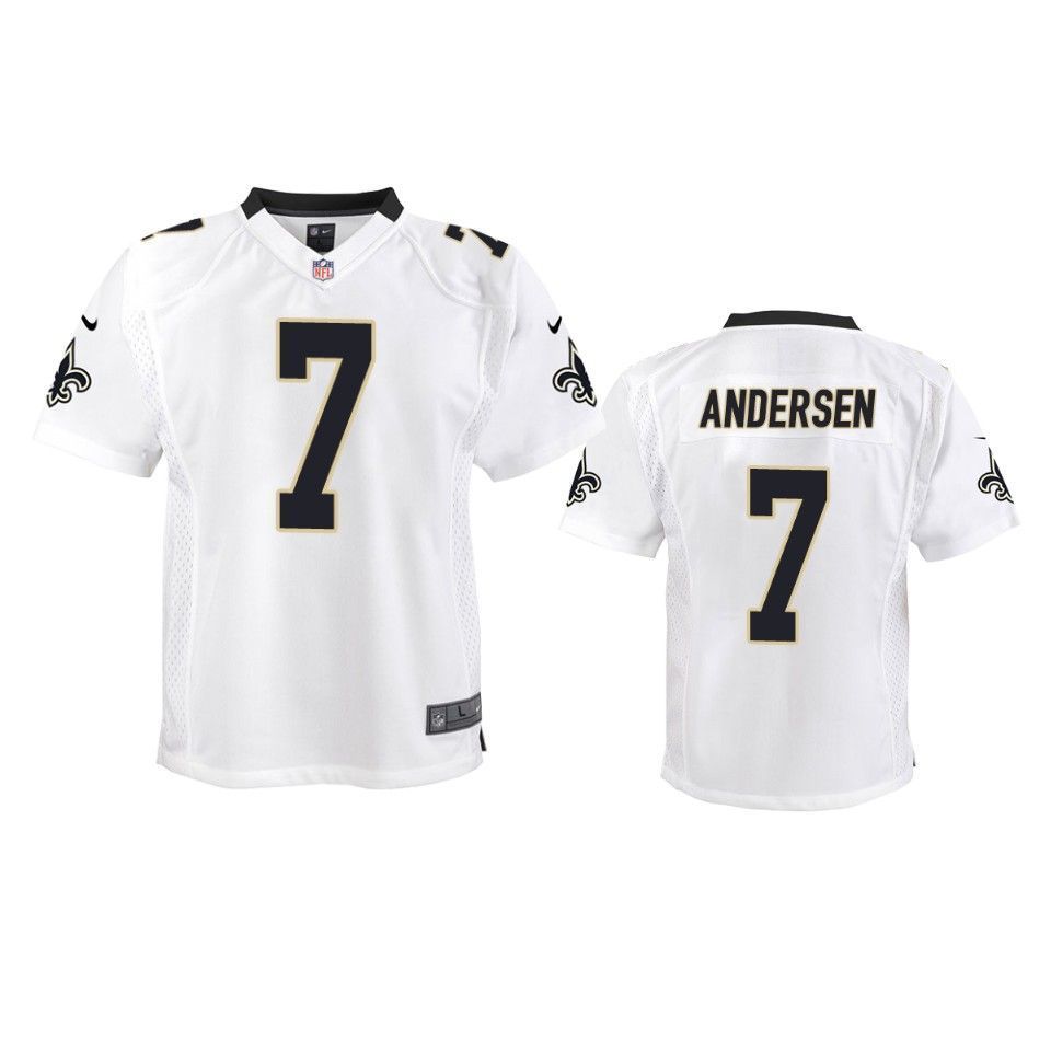 New Orleans Saints Morten Andersen Game White Youth Jersey