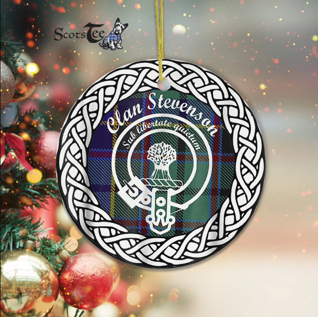 Stevenson Scottish Clan Tartan Crest Badge Plaid Ornament Gift. Christmas Tree Ornament Tartan Ornament Great Christmas Ornaments Gift