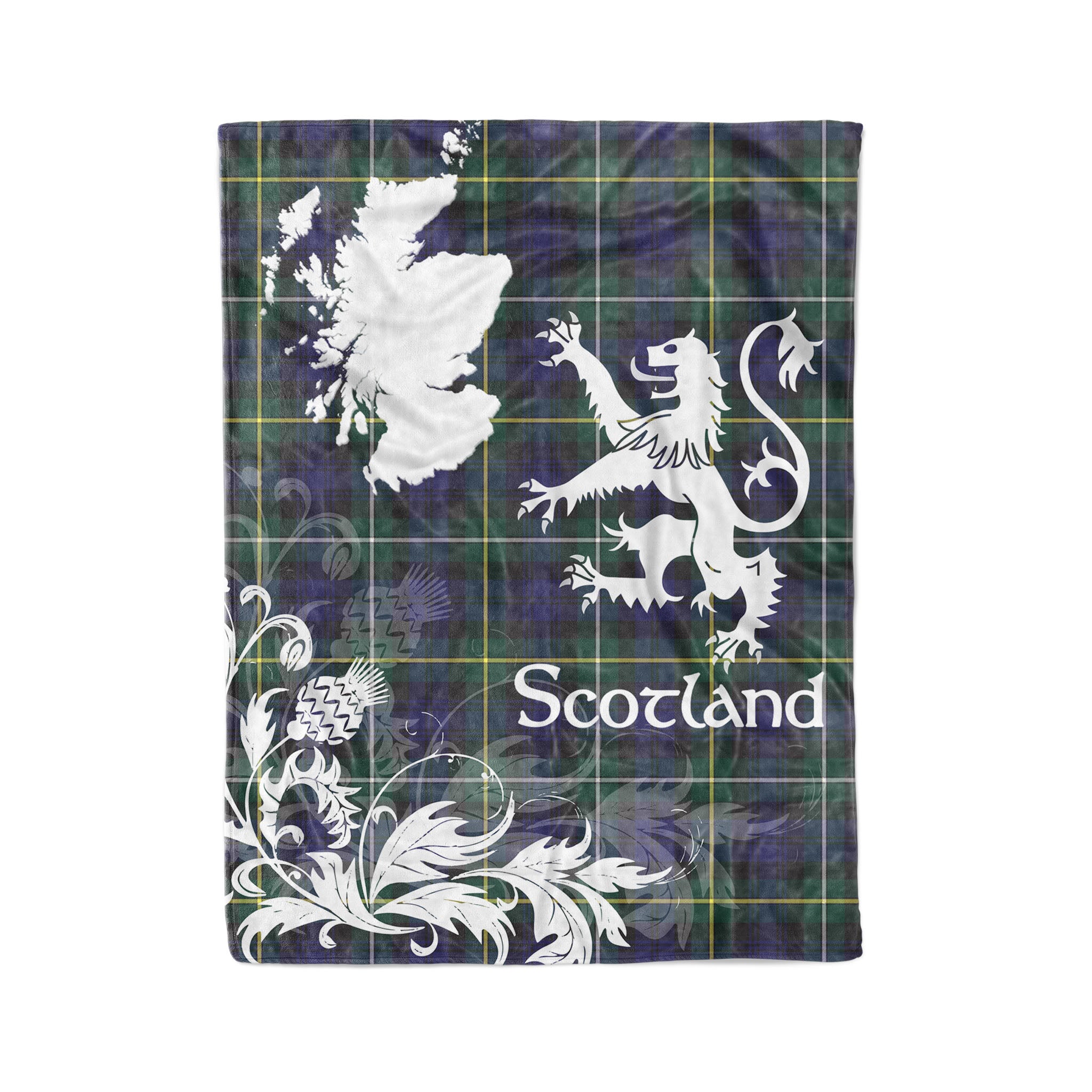 Tartan Plaid Fleece Blanket Tartan Blanket Thistle And Lion Scottish Clan Campbell Argyll Modern Plaid Blanket