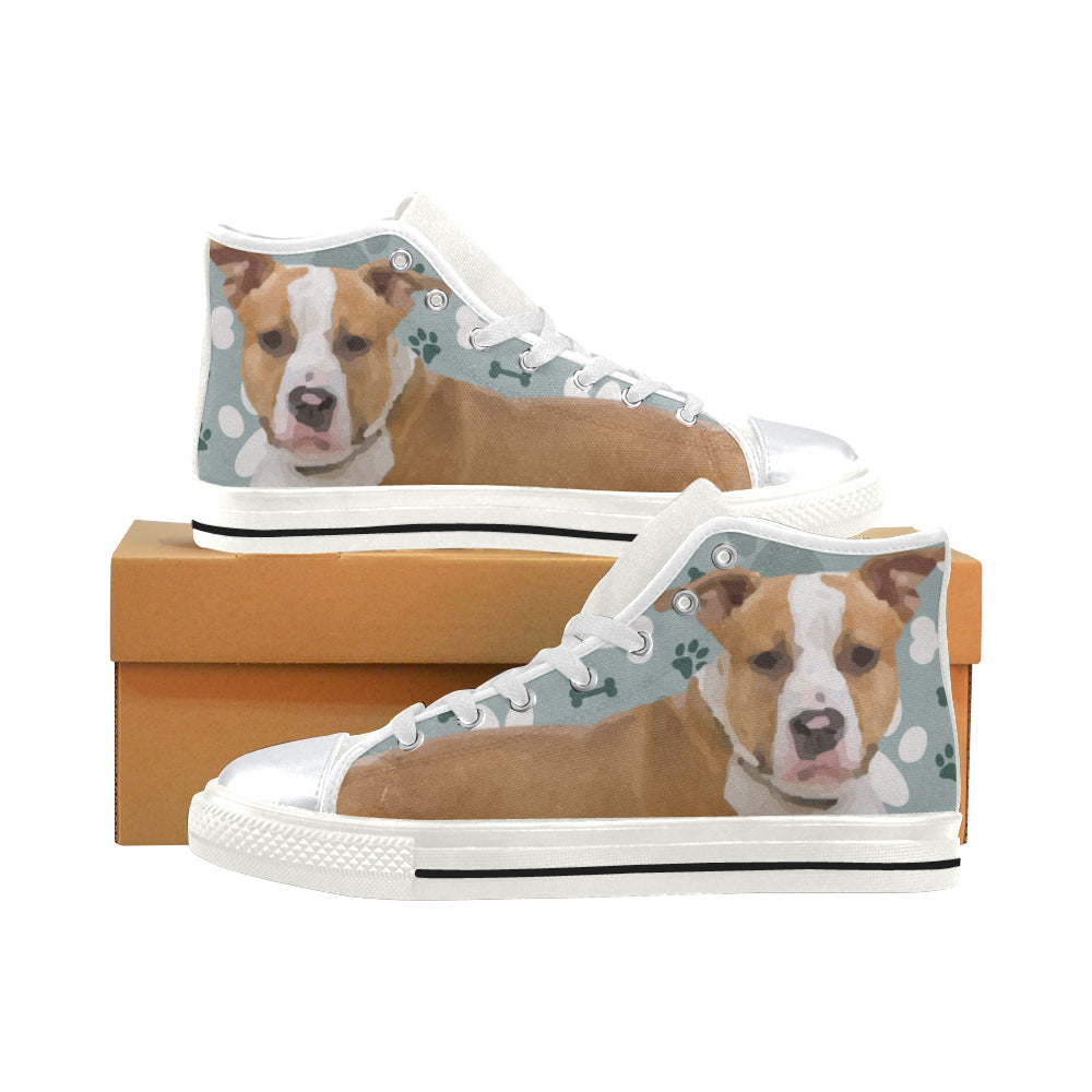 American Staffordshire Terrier White High Top Canvas Women’s Shoes/Large Size