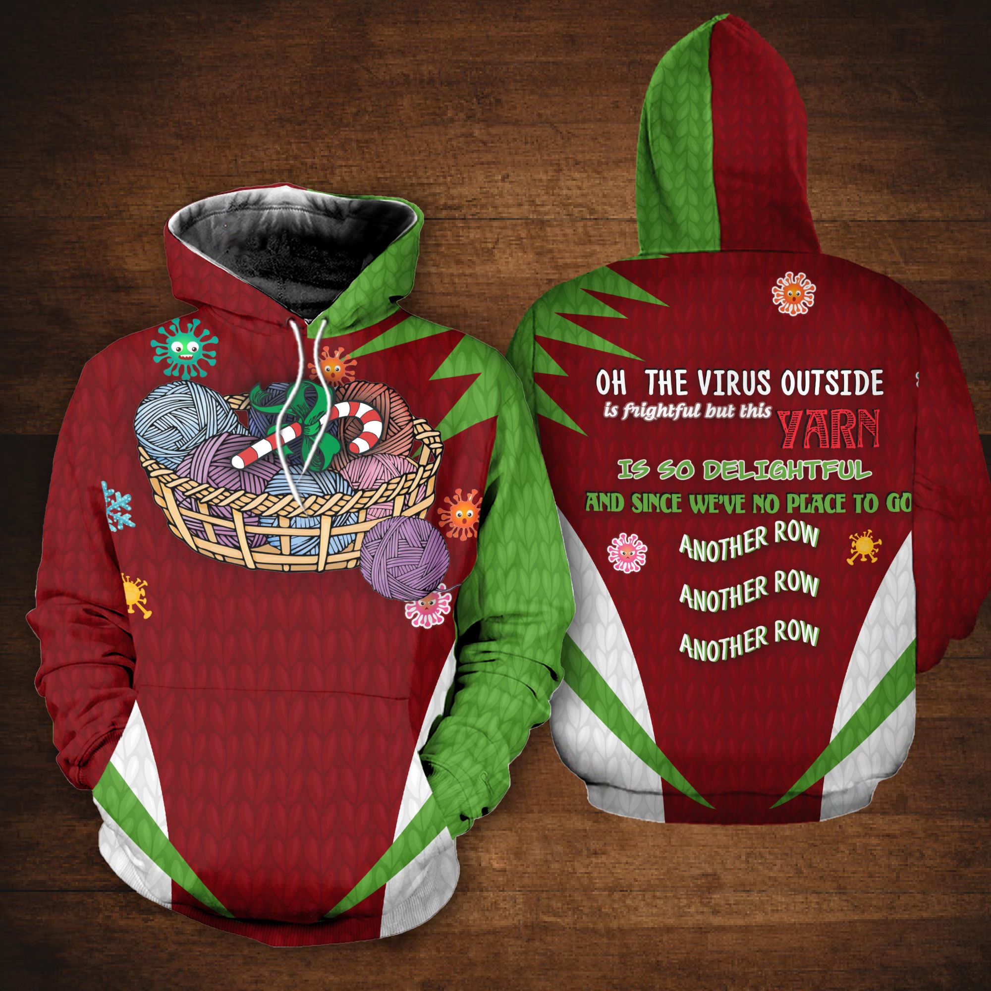 AmazeStyleZ Oh The Virus Outside Is Frightful But This Yarn Is So Delightful Christmas Gift Ideas Crochet/Knitting Ugly Christmas Sweater Hoodie Ugly Christmas Sweater