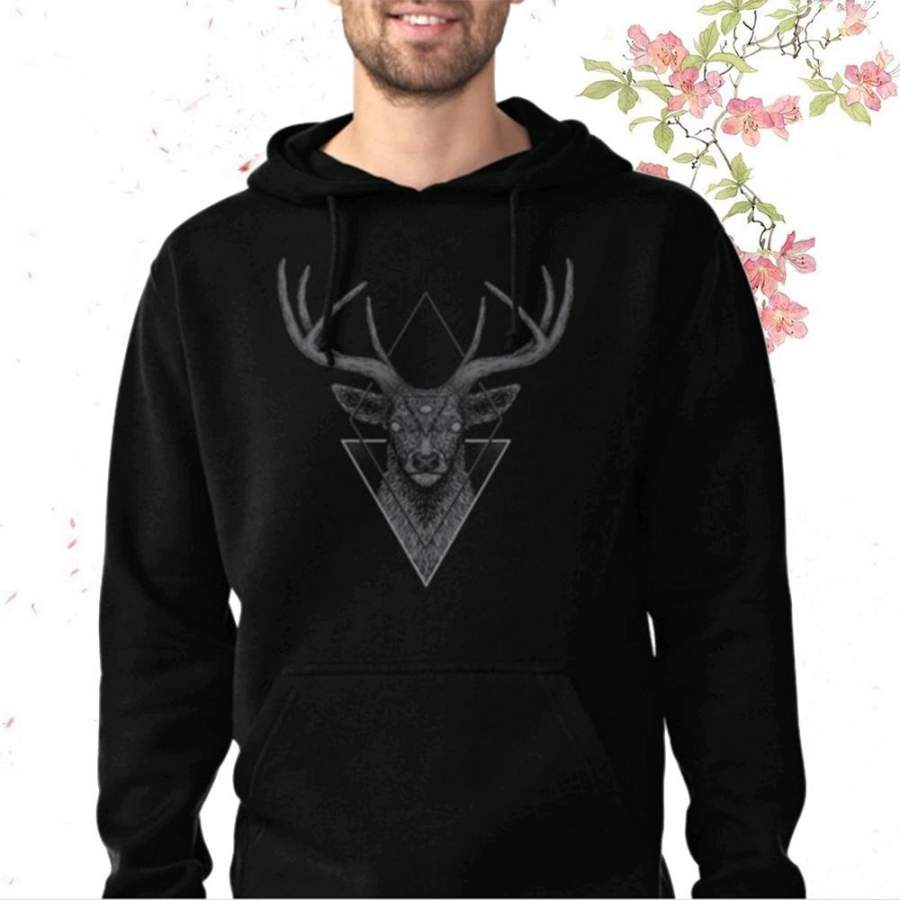 Dark Deer Black Sweater Hoodie Graphic Pullover Hoodie for Men