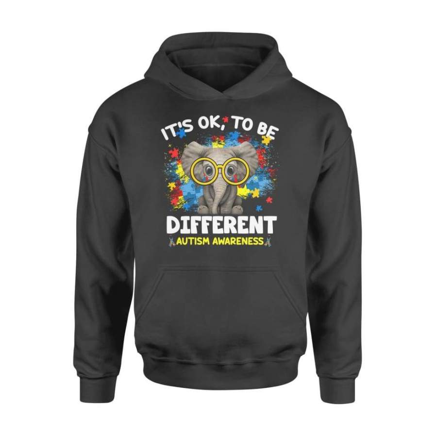 It’s Ok To Be Different Elephant Autism Awareness Custom Graphic Print – Standard Hoodie