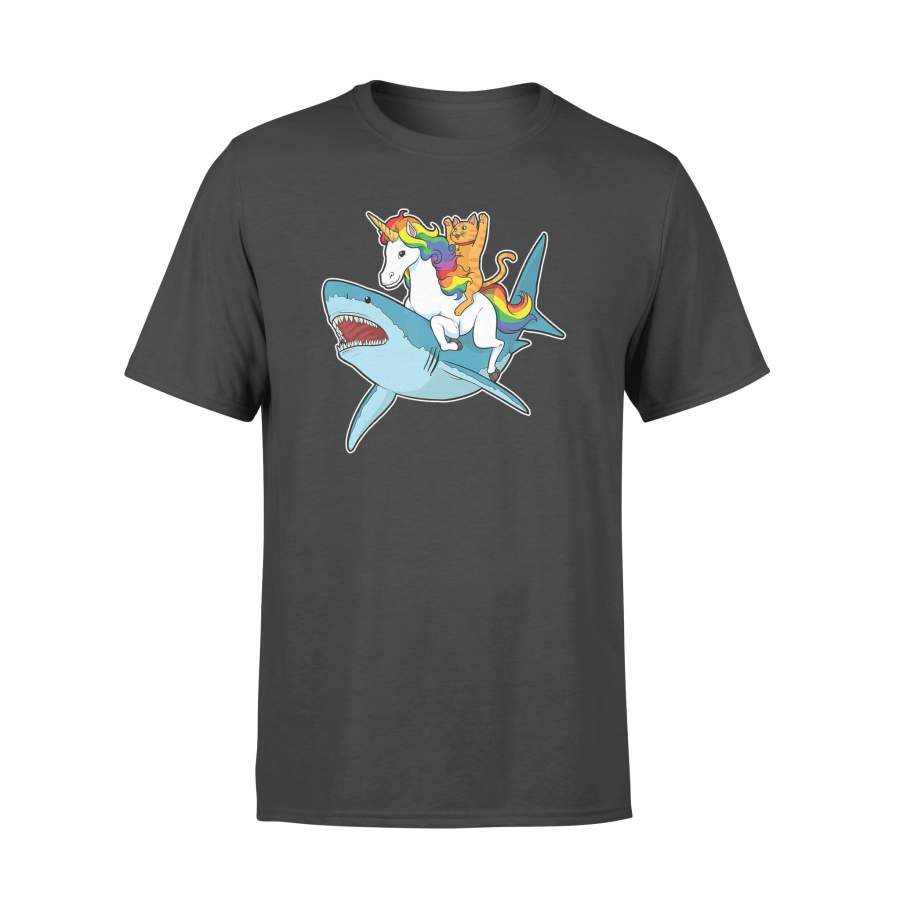 Cat Riding Unicorn Riding Shark T-Shirt – Standard T-shirt