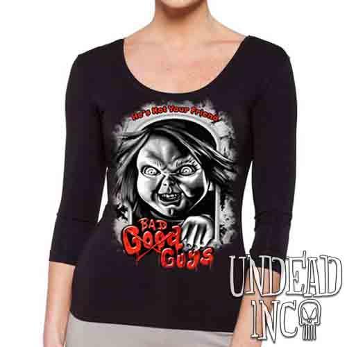 Chucky Bad Guys Black & Grey – Ladies 3/4 Long Sleeve Tee