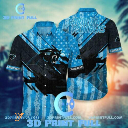 Carolina Panthers Usa Flag Gift Short Sleeve Hawaiian Shirt