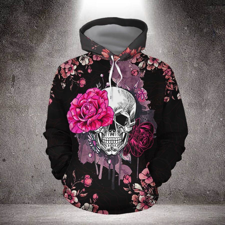 Viticstore™ Skull Flower 3XL black 3D all-over print hoodie