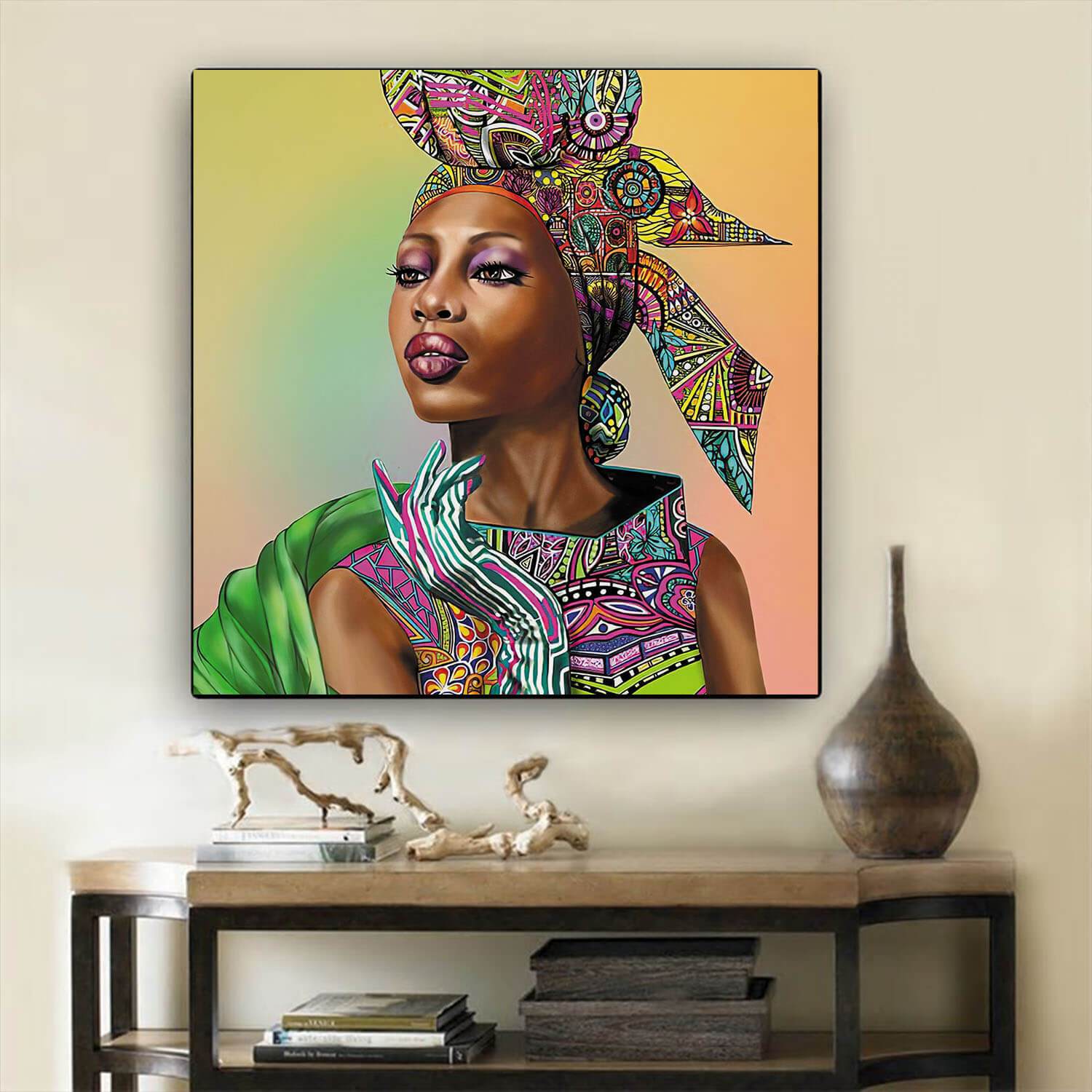 African Canvas Art Cute Afro American Girl Black History Artwork Afrocentric Home Decor BPS74284