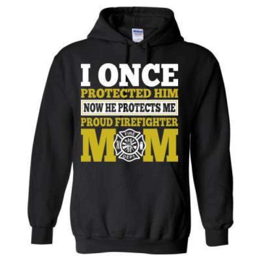 AGR I Once Protected Him Now He Protects Me Proud Firefighter Mom – Heavy Blend™ Hooded Sweatshirt