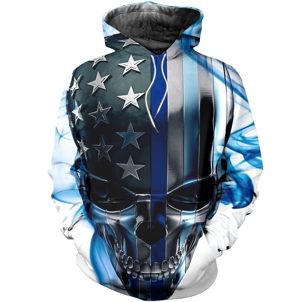 3D All Over Printed Skull Thin Blue Line