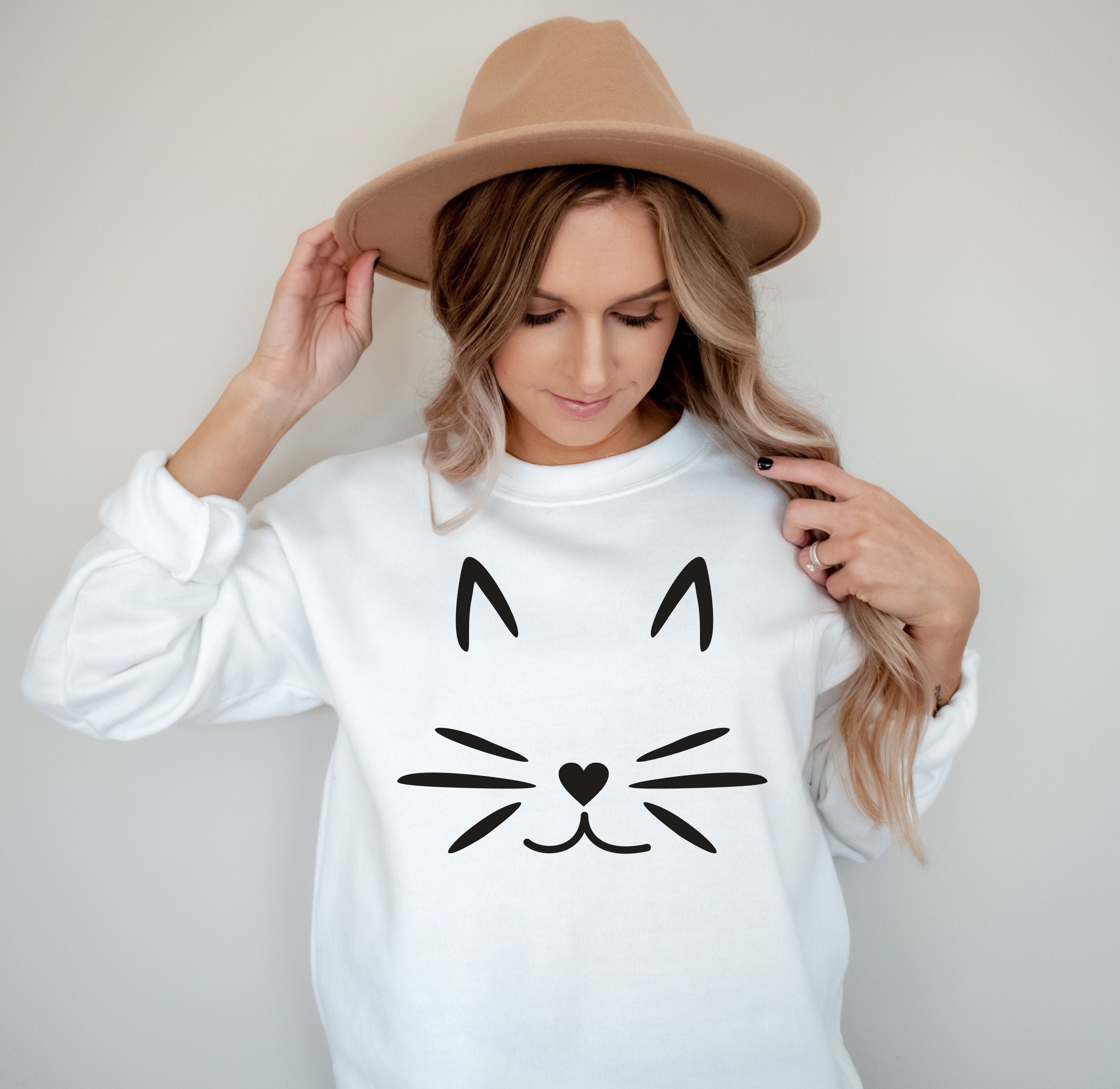 Cat Sweatshirt,  Women Sweatshirt, Cute Fall Sweatshirt, Gift for Her, Animal Lover Sweatshirt, Winter Sweatshirt,  Ink and Quotes