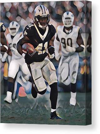 Alvin Kamara New Orleans Saints Abstract Art 3 Joe Hamilton Canvas Print