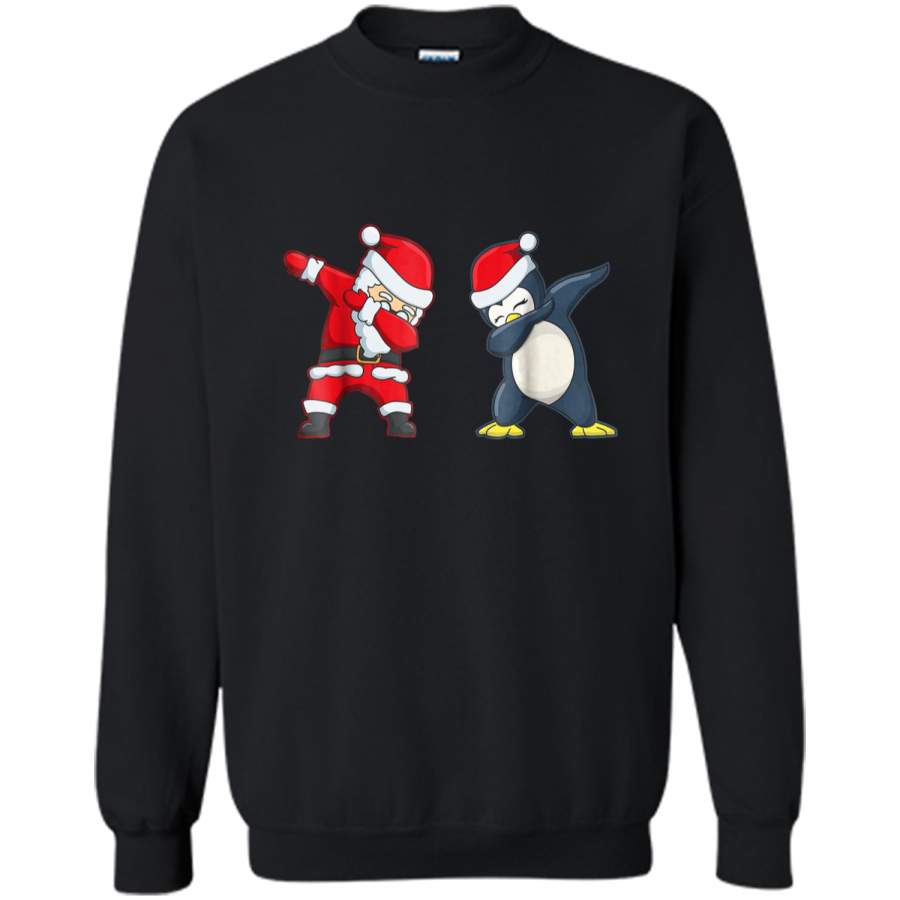 Dabbing Santa Penguin Funny Dab Dance Christmas Gift  Printed Crewneck Pullover Sweatshirt