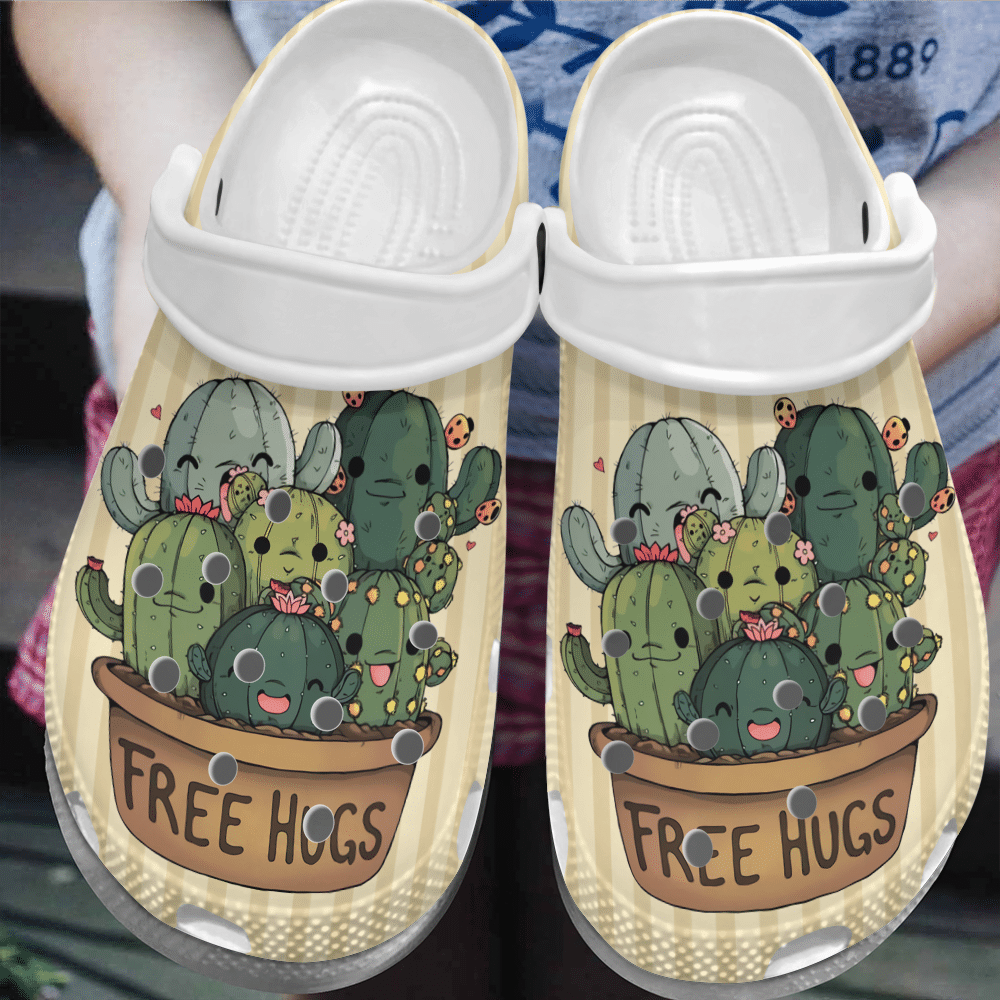 Cactus Personalized Clog, Custom Name, Text, Color, Number Fashion Style For Women, Men, Kid, Print 3D Free Hugs