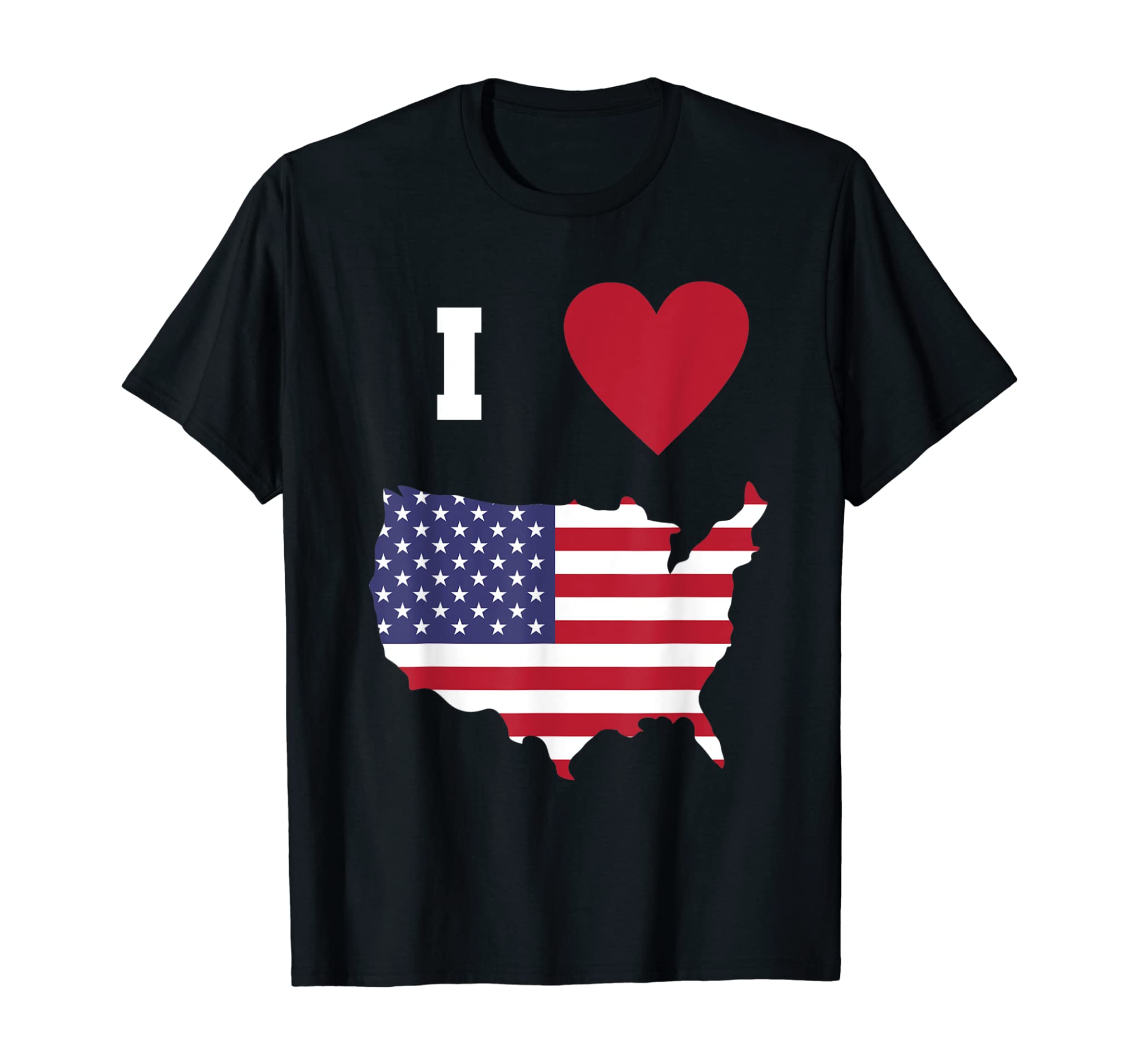 US Independence Day 4th July I love USA Heart flag Women Men T-Shirt