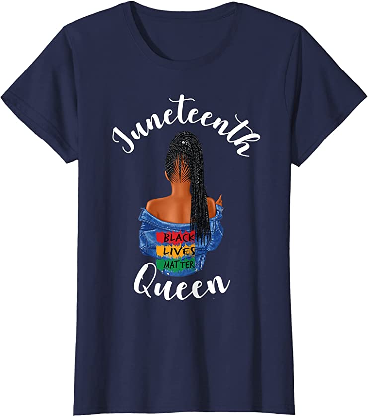 Womens African American Girl Juneteenth Queen BLM Womens Pride T-Shirt