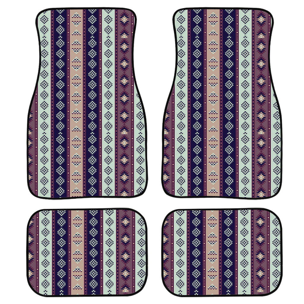 Southwestern Stripe Pattern Print Front And Back Car Floor Mats, Front Car Mat