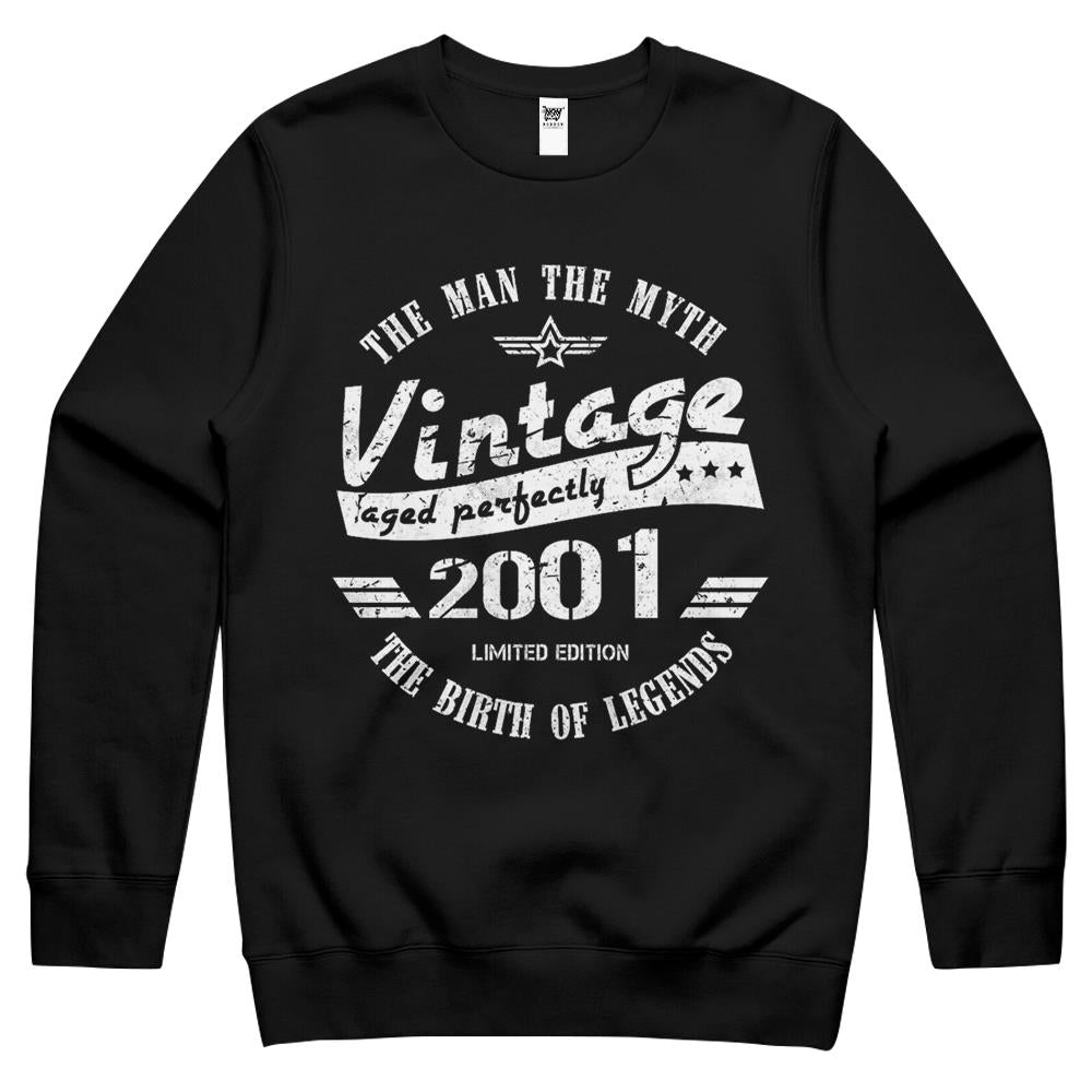 Vintage 2001 – 21St Birthday Gift For Men Crewneck Sweatshirt