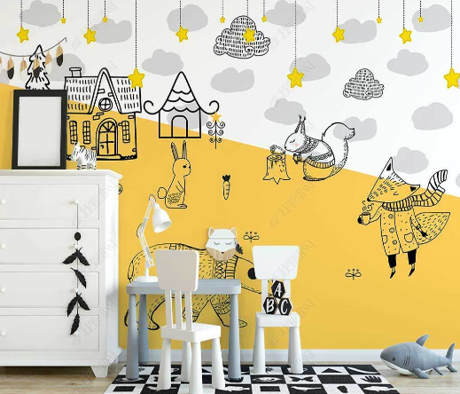 3D Northern Europe Hand-Painted Cartoon Animal Wall Mural Wallpaper Sww4670