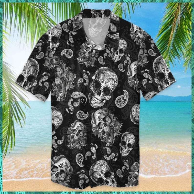 Skull Bandana Pattern Halloween Hawaii Aloha Shirts Kv Ha106442