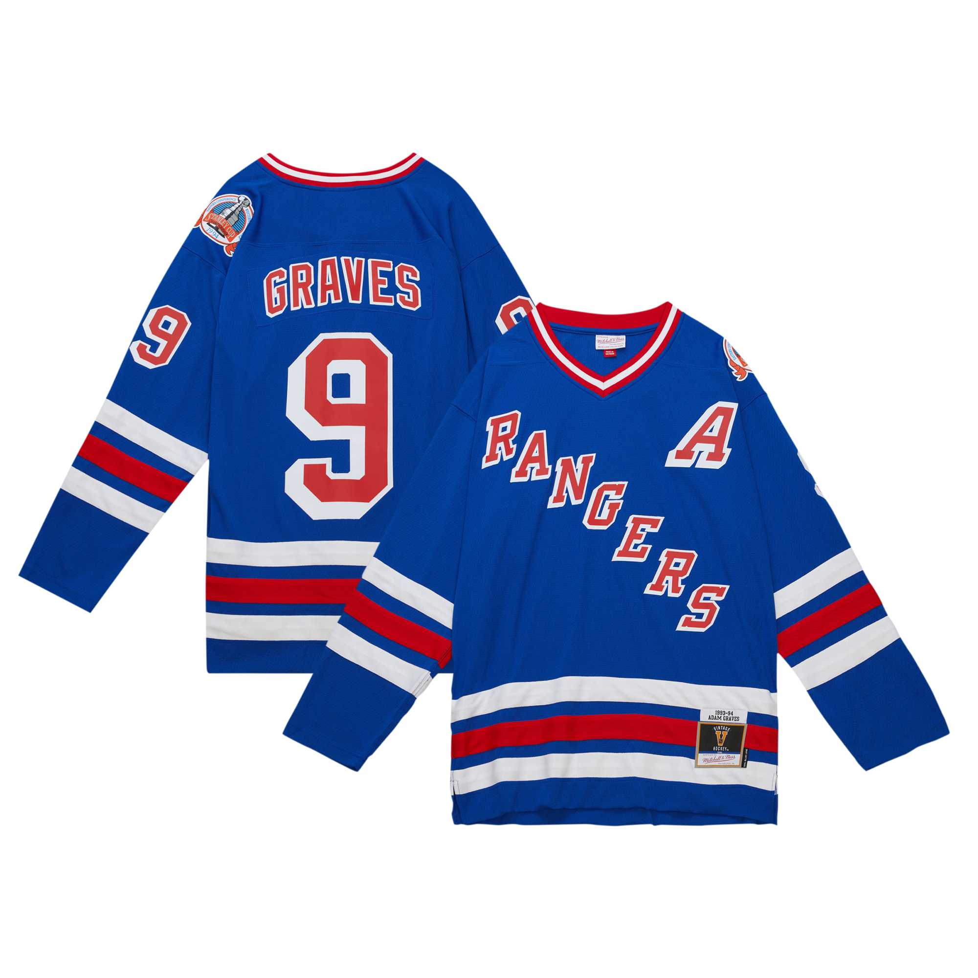 Men's New York Rangers Adam Graves Mitchell & Ness Royal 1993/94 Blue Line Player Jersey