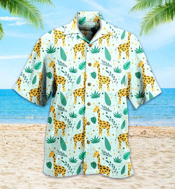 Giraffe Cute Pattern Green Hawaii Shirt Ha41206