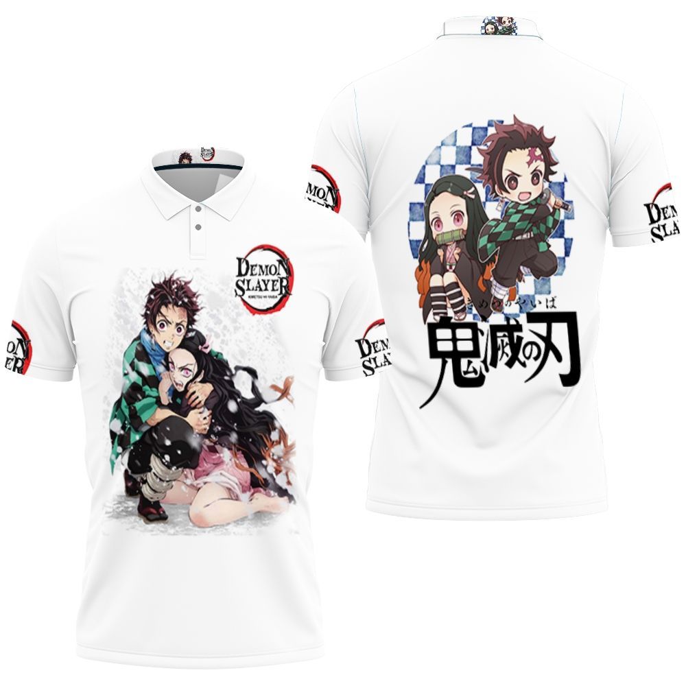 Kamado Tanjiro Hug Kamado Nezuko Anime Kimetsu No Yaiba Polo Shirt