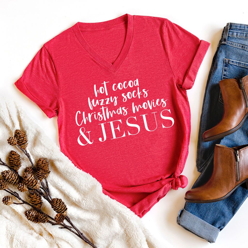 Christmas Movies And Jesus V-Neck