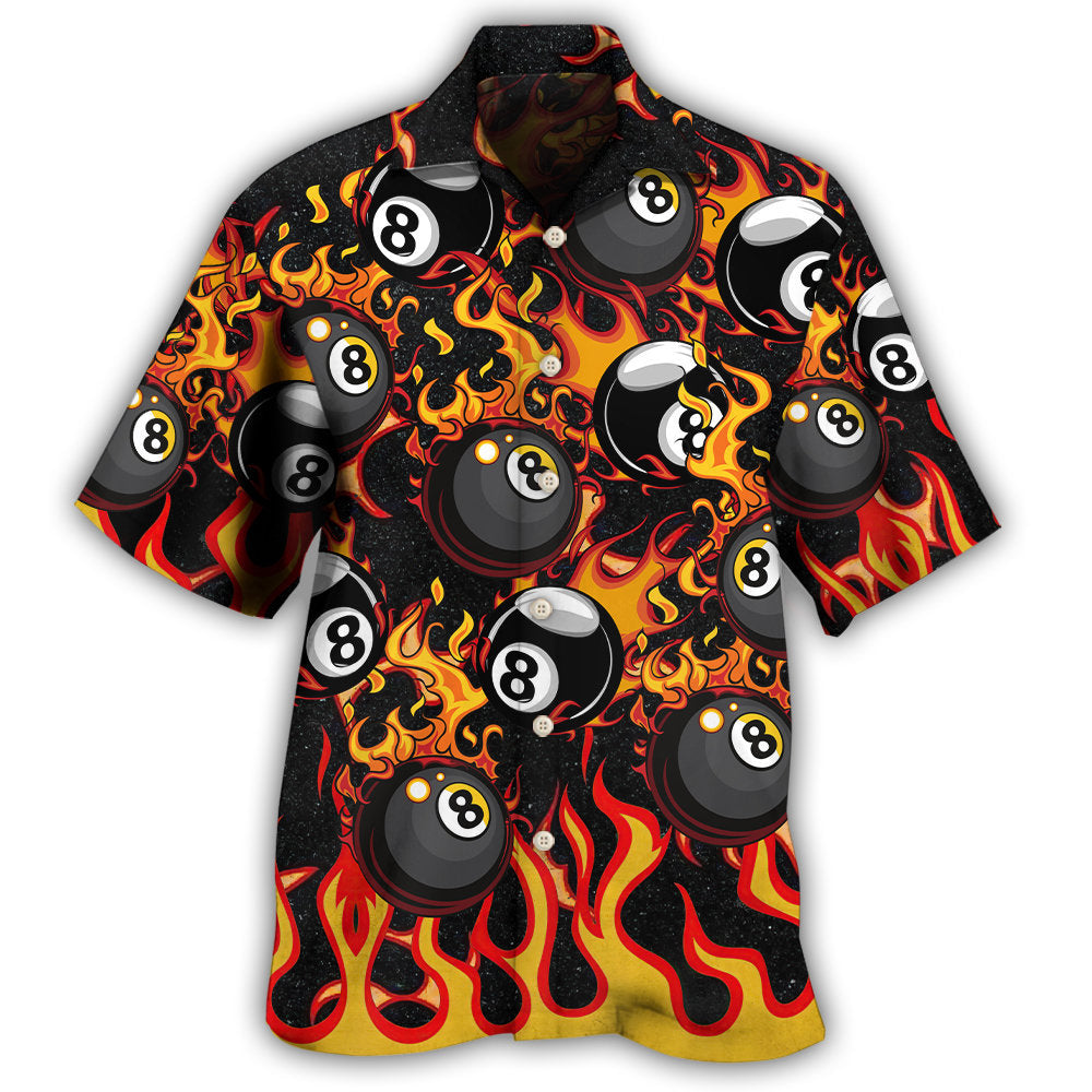 Billiard Eight Ball Burning With Fire Flames Hawaii Shirt Ha79328