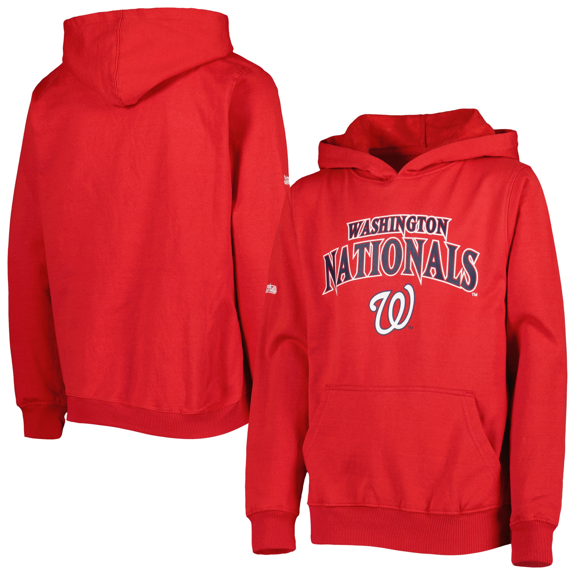 Youth Washington Nationals Stitches Red Center Chest Pullover Hoodie