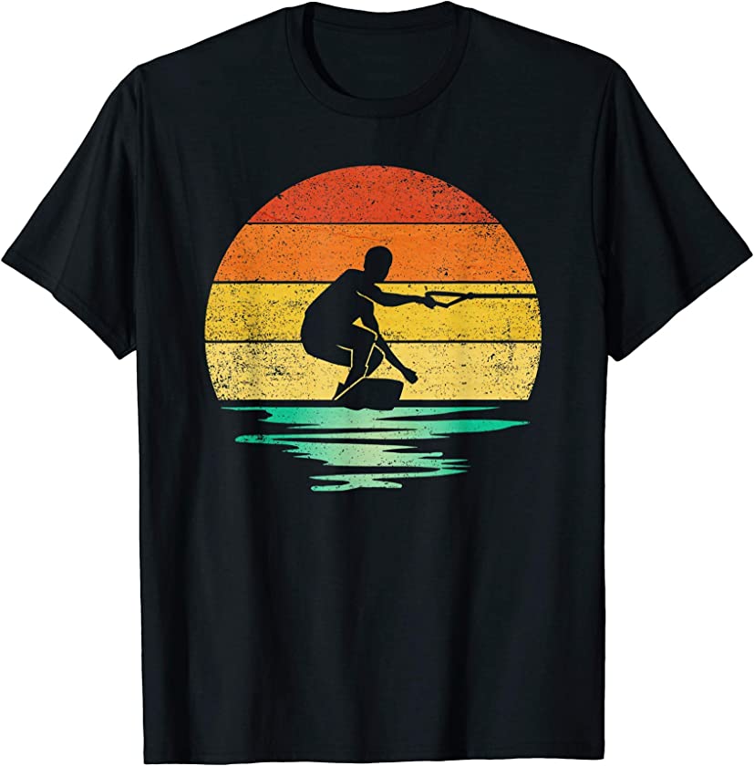 Vintage Wakeboarding Retro Sunset Wakeboarding T-Shirt