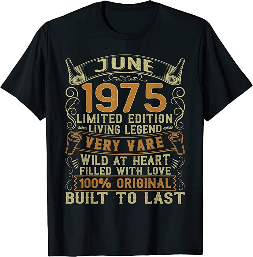 Vintage June 1975 46 Years Old 46th Birthday Decorations T-Shirt