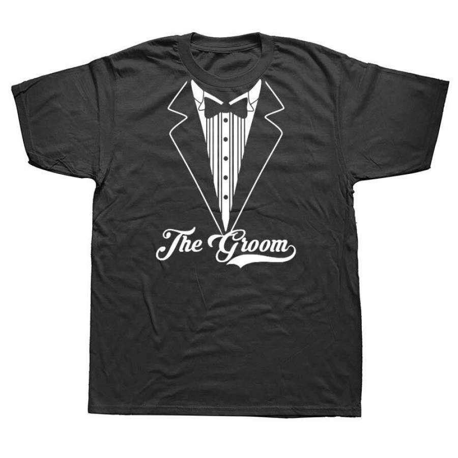 The Groom Tuxedo Getting Married T Shirt Summer Style Short Sleeve Cotton T-Shirt High Quality Men Clothings