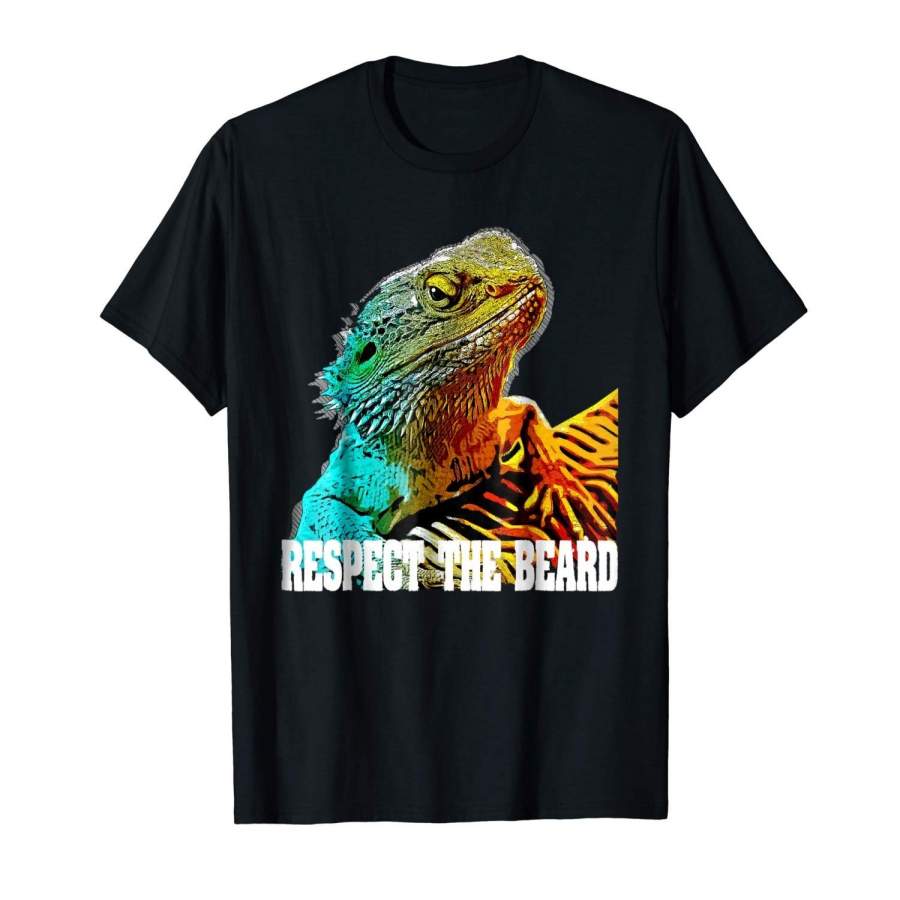 Respect The Beard T Shirt Funny Bearded Dragon T-Shirt Men’S Short Sleeve T-Shirt