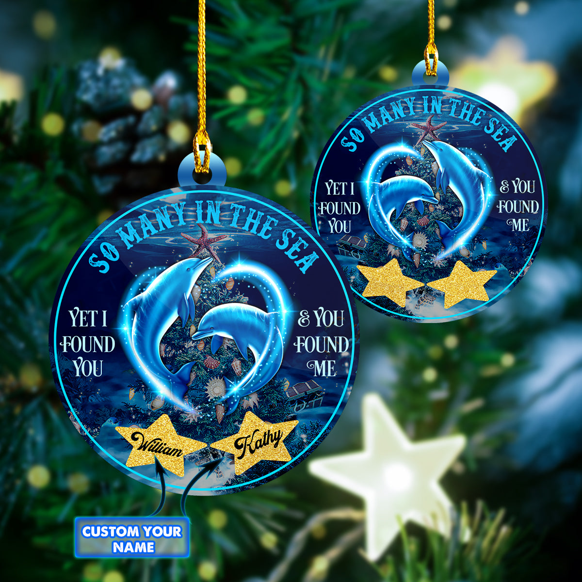 Dolphins In Christmas – Custom Circle Ornament – Pth98