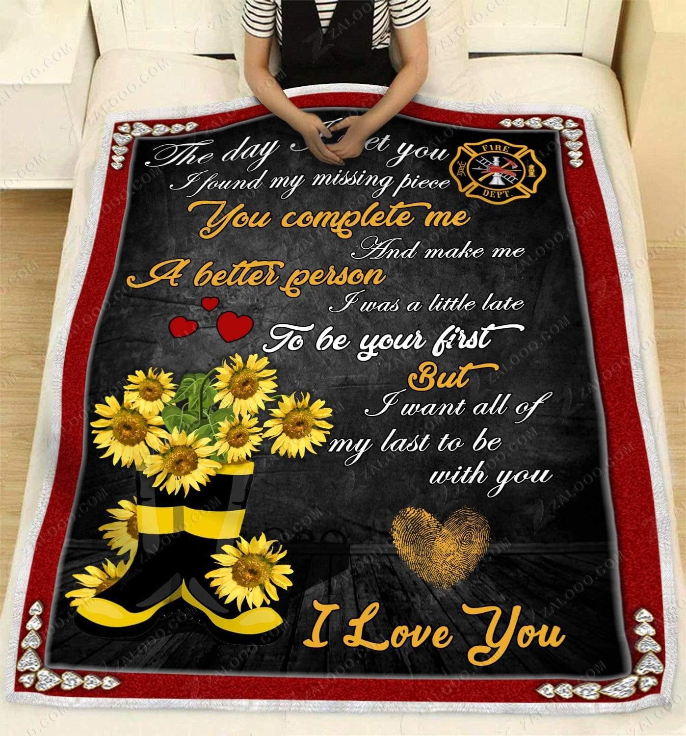 Blanket Firefighter To My Wife Flower Boots pic pic