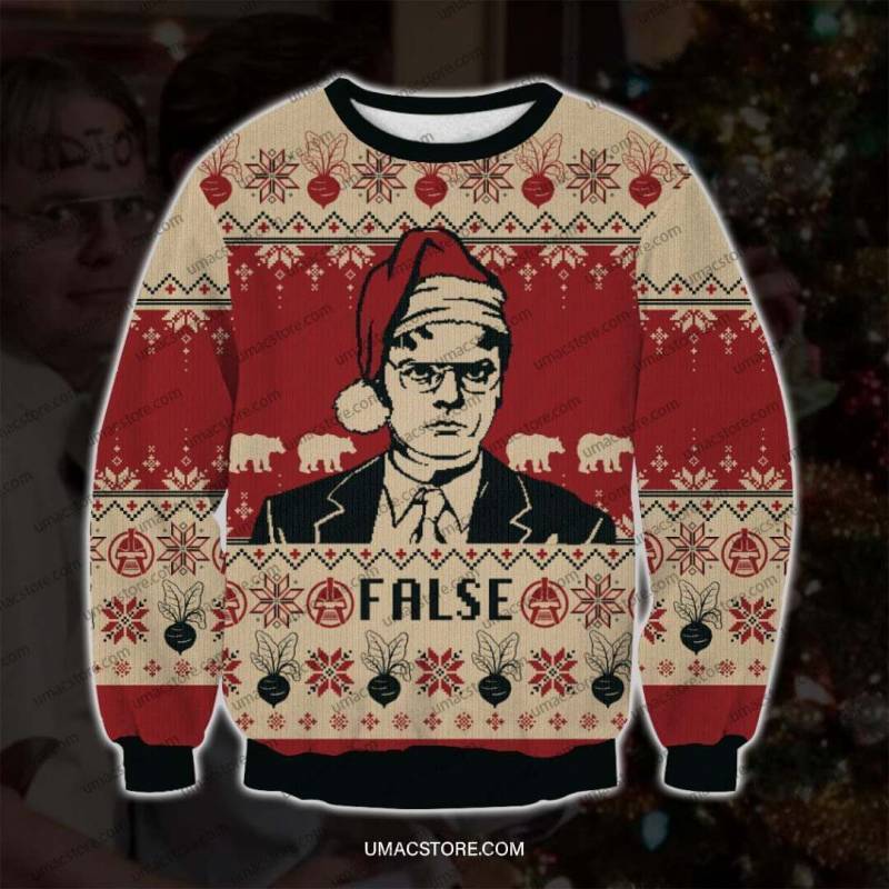 The Office Dwight False 3D Print Ugly Christmas Sweatshirt