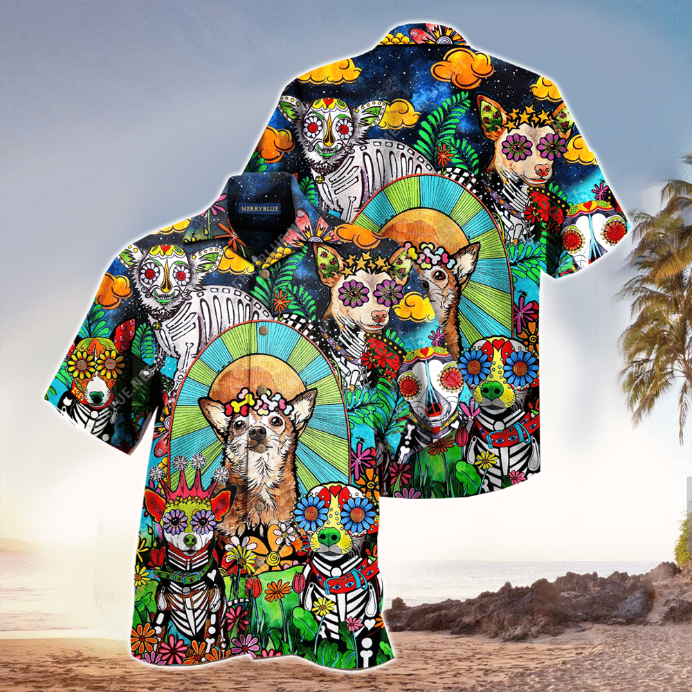 Chihuahua Hawaii Button Up Shirt Aloha Ha51009