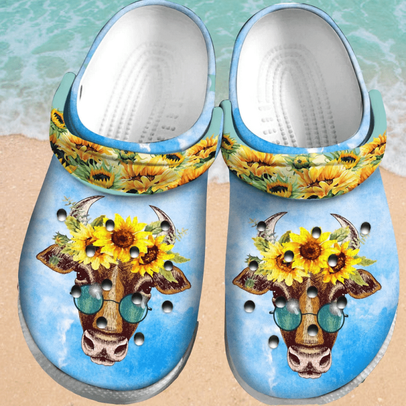 Cow Sunflower Rubber clog Shoes Comfy Footwear