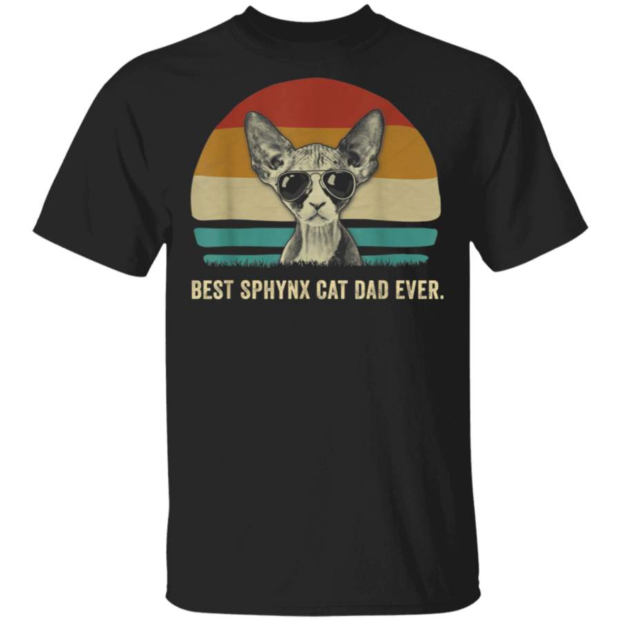 Mens Vintage Best Sphynx Cat Dad Ever Shirts Funny Gift T-Shirt