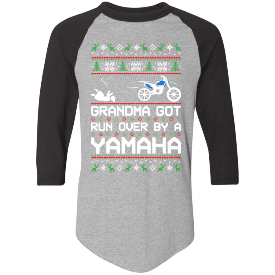 YZ Dirt Bike Grandma Got Run Over Ugly Christmas Raglan Jersey