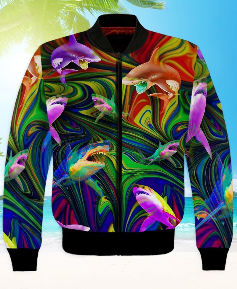 3D Full Print Colorful Shark Shirts 3D Bomber