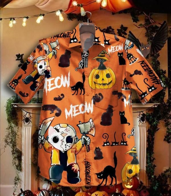 Halloween Cat Hawaii Shirt Ha75504