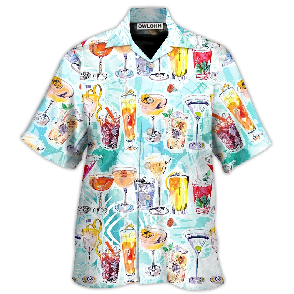 Wine Cocktail And Beach Tropical – Hawaiian Shirt  – Owl Ohh