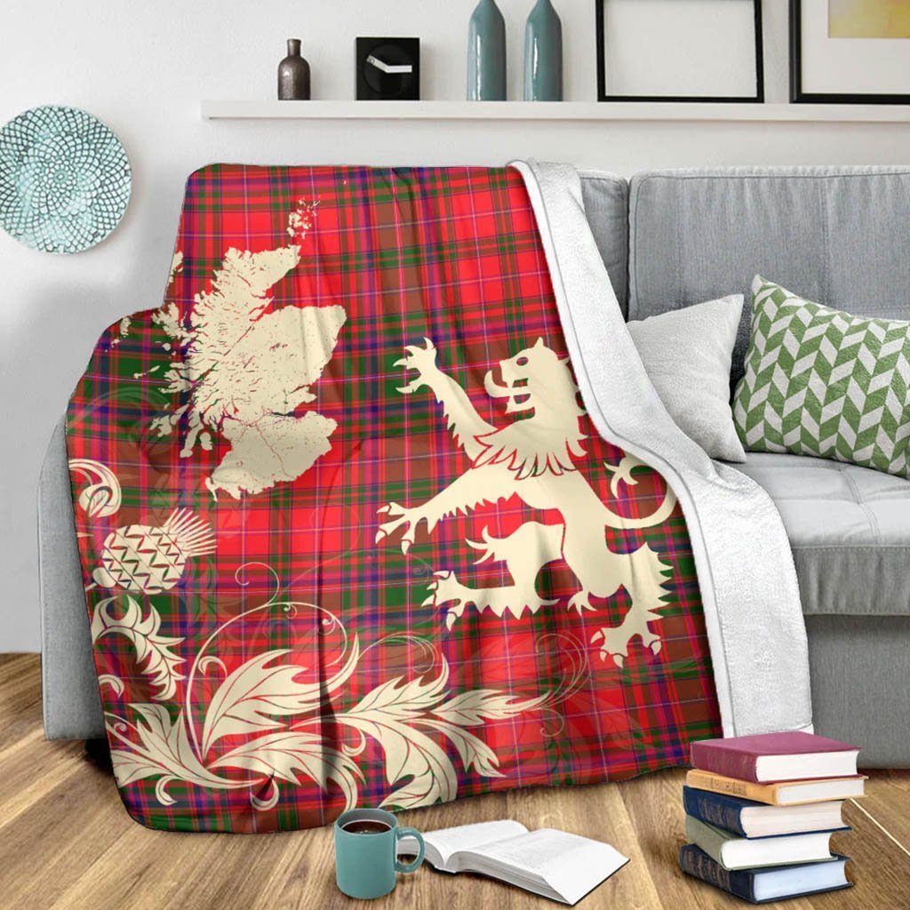 Tartan Blanket Macdougall Modern Tartan Scotland Lion Thistle Map Plaid Blanket