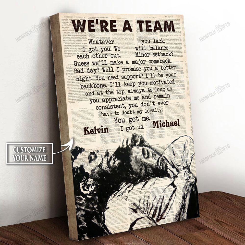Gay Couple We’Re A Team Personalized Canvas Poster Wall Art, Poster Print, Canvas Print Wall Decor