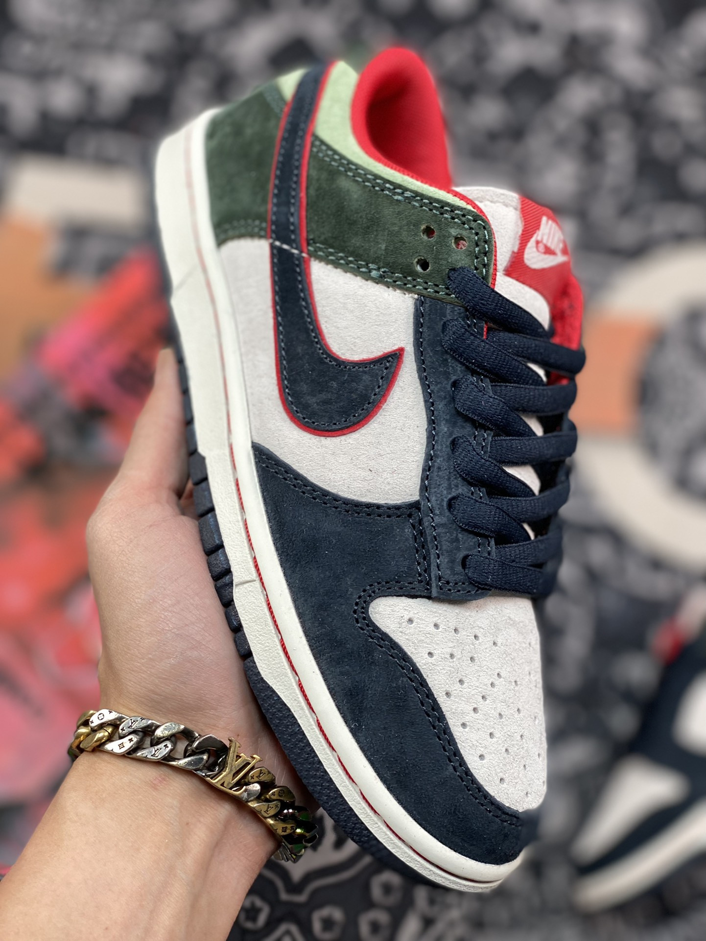 Nike Dunk Low Navy Green Red 5339298