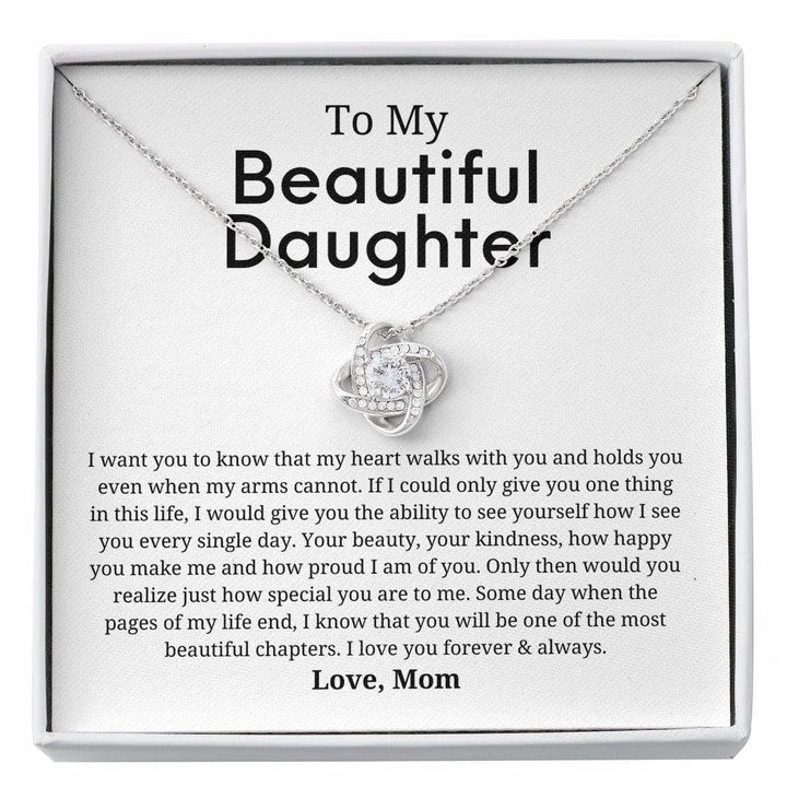 To My Beautiful Daughter, Your Beauty, Your Kindness – Love Knot Necklace