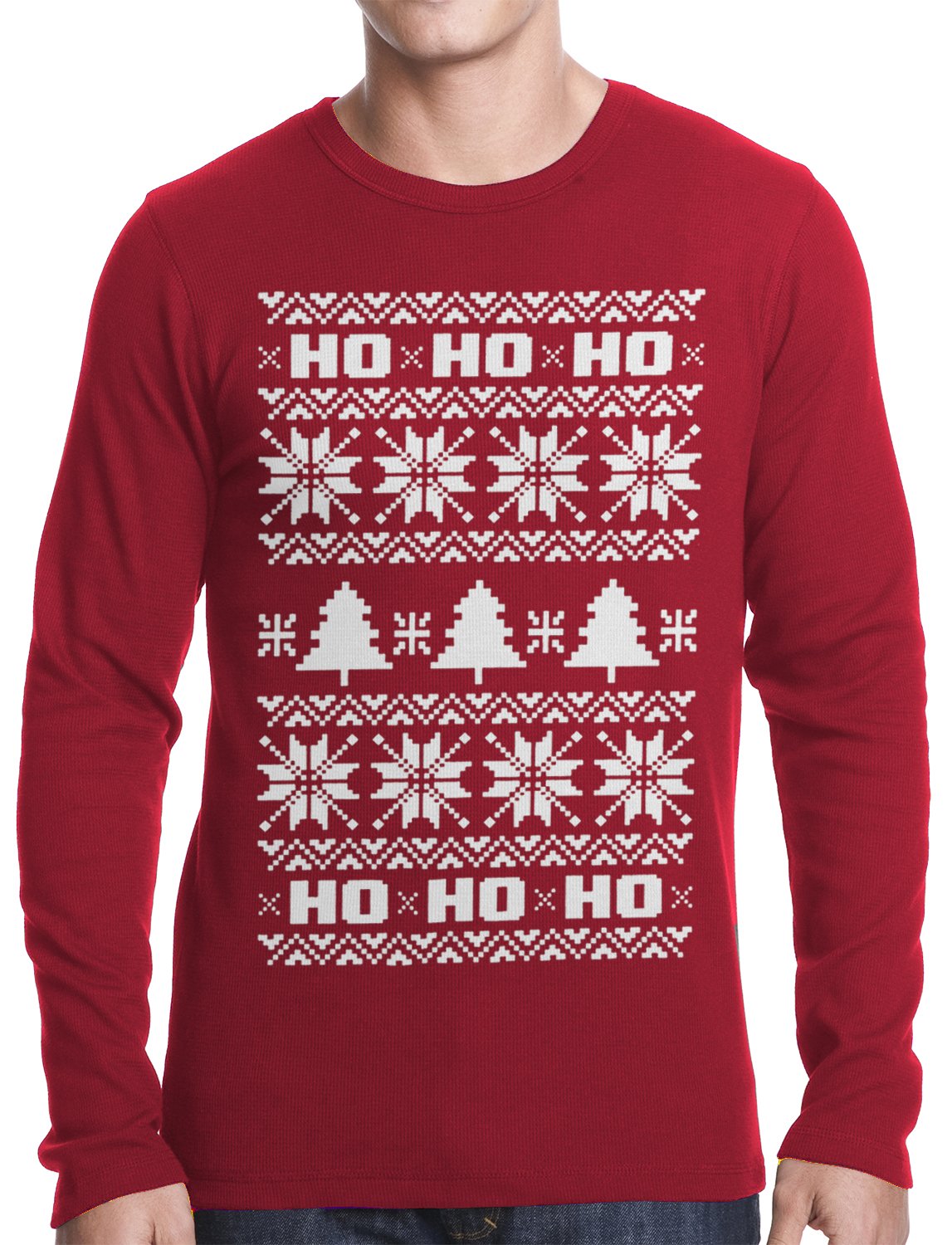 Ugly Christmas Thermal – Snowflake HO HO HO Thermal Shirt